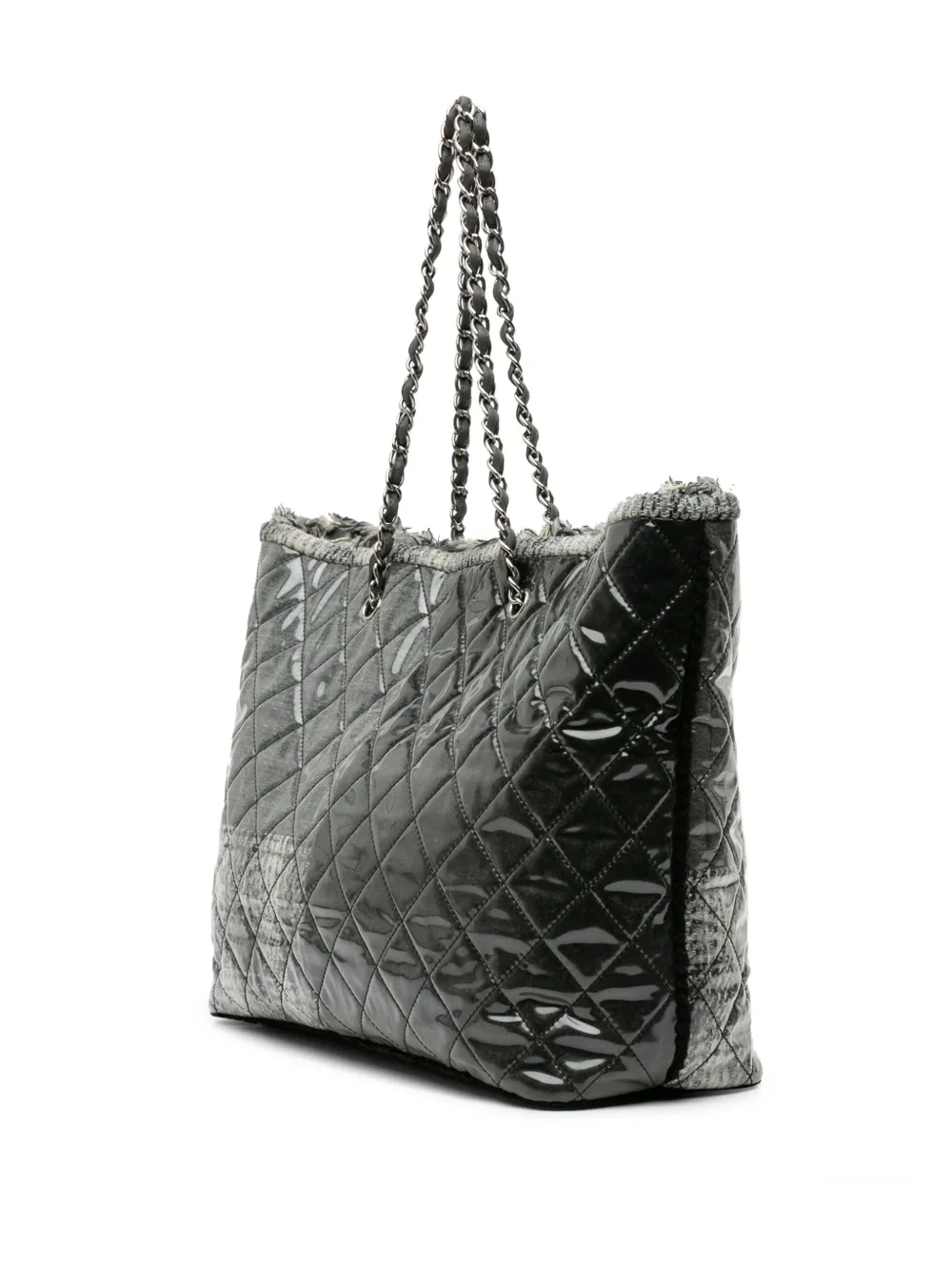 CHANEL Pre-Owned 2009-2010 Large Quilted Tweed and Vinyl Funny Patchwork tote bag | Pre-Owned | Image 2