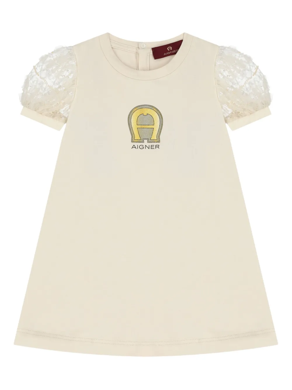 Aigner Kids Jurk met pofmouwen Beige