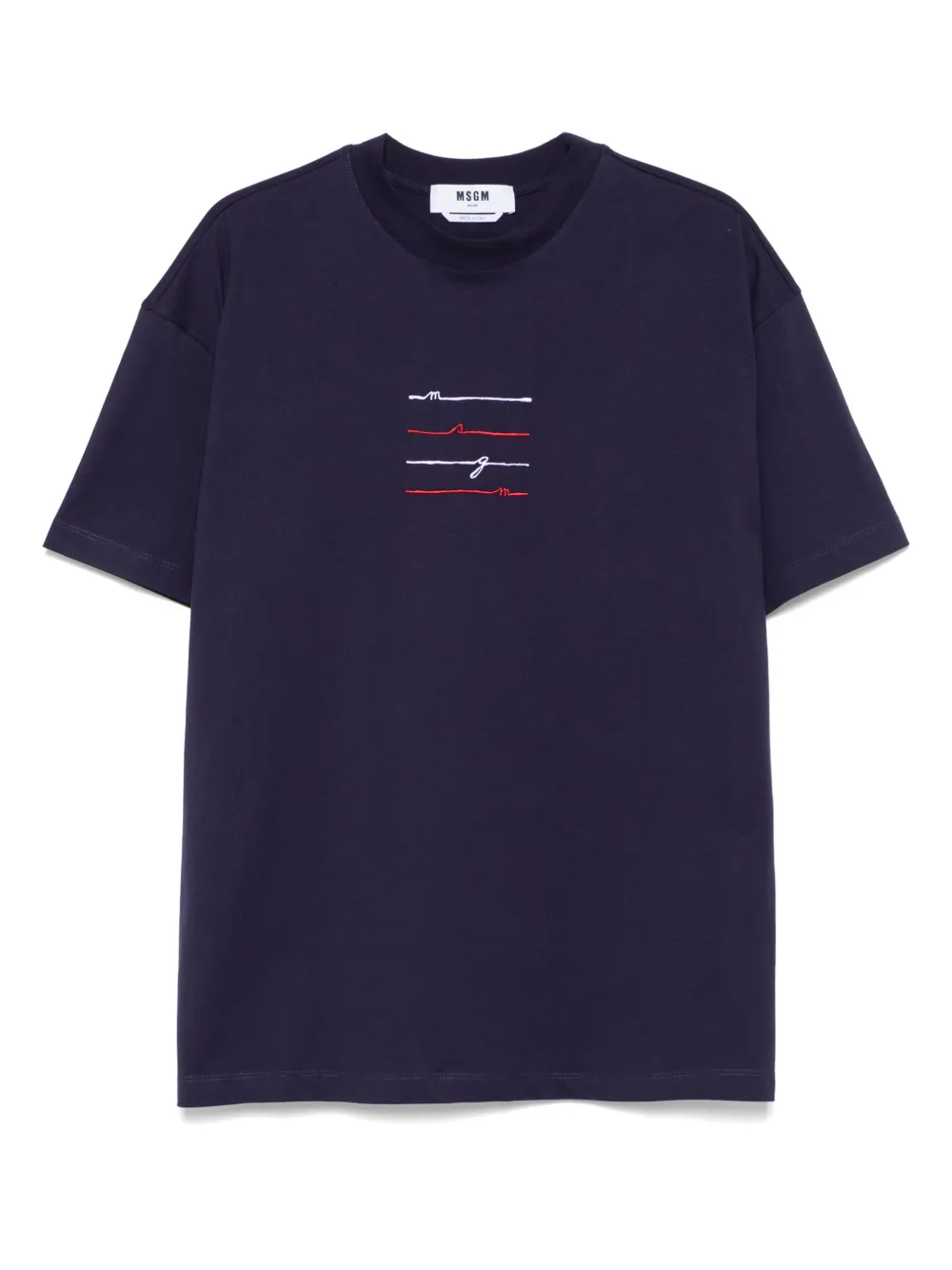 MSGM logo刺绣平纹针织T恤 | 蓝色 | Image 1
