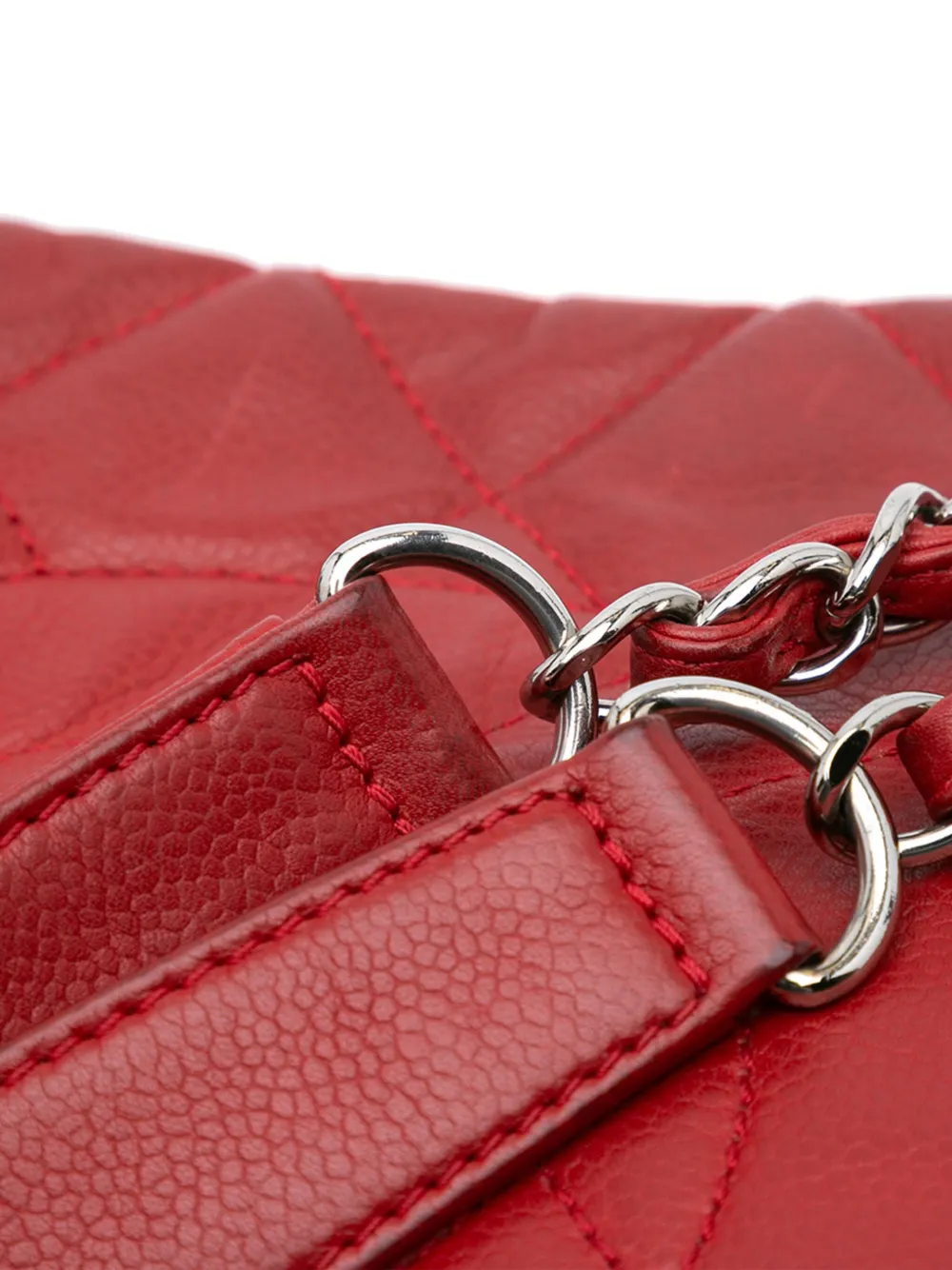 Pre-owned Chanel 2011 Quilted Caviar Expandable Zip Around Tote Bag In Red