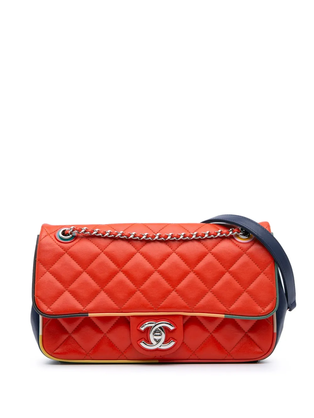 CHANEL Pre-Owned 2016-2017 Medium Quilted Lambskin Cuba Color Flap crossbody bag | Blue | Image 1