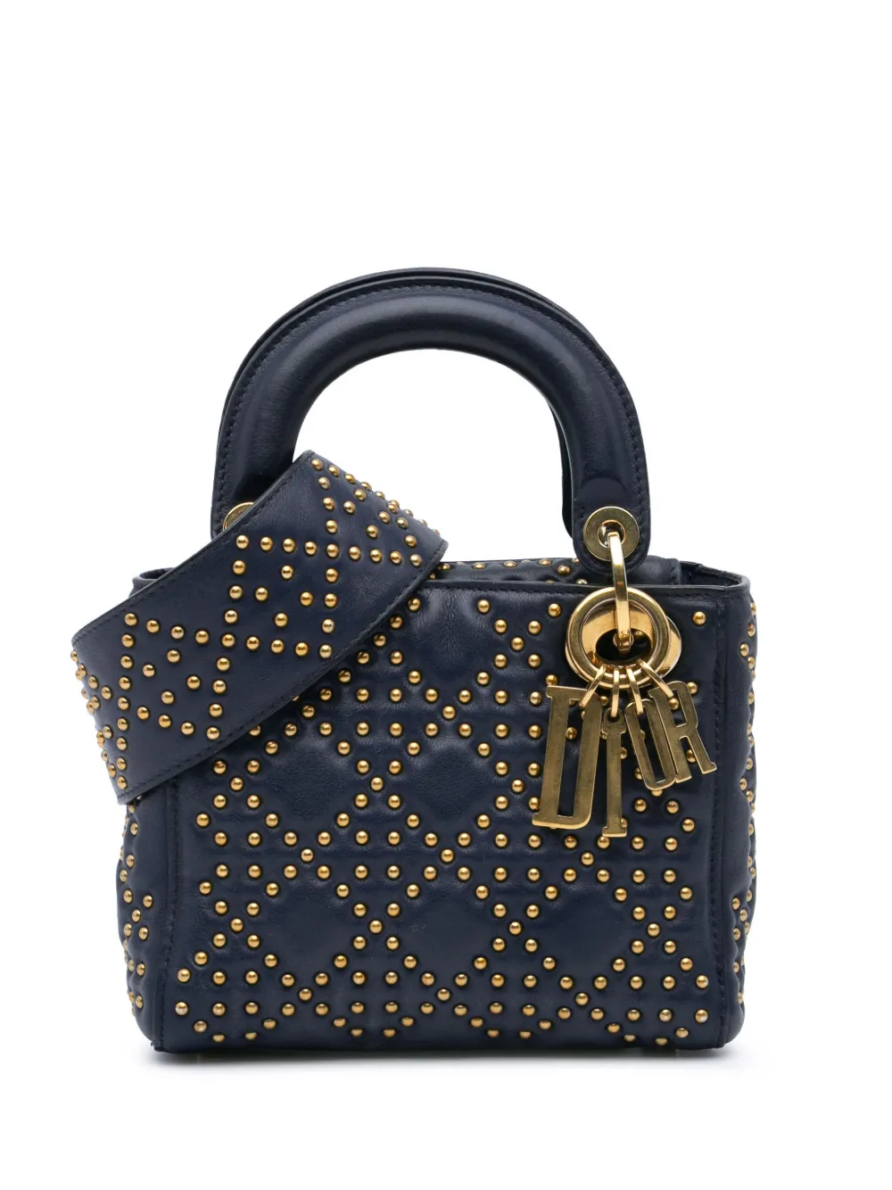 Christian Dior Pre-Owned 2017 ミニ ラムスキン カナージュ スタッズ サプル レディディオール Christian Dior Pre-Owned 2017 ミニ ラムスキン カナージュ スタッズ サプル レディディオール
