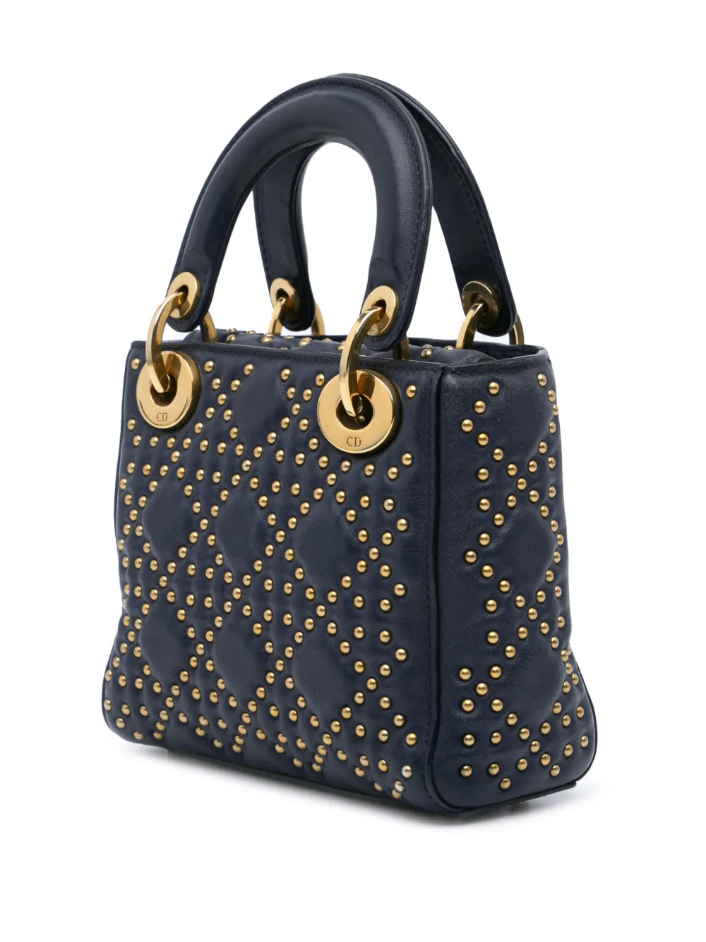 Christian Dior Pre-Owned 2017 Mini Lambskin Cannage Studded Supple Lady Dior satchel | Pre-Owned | Image 2