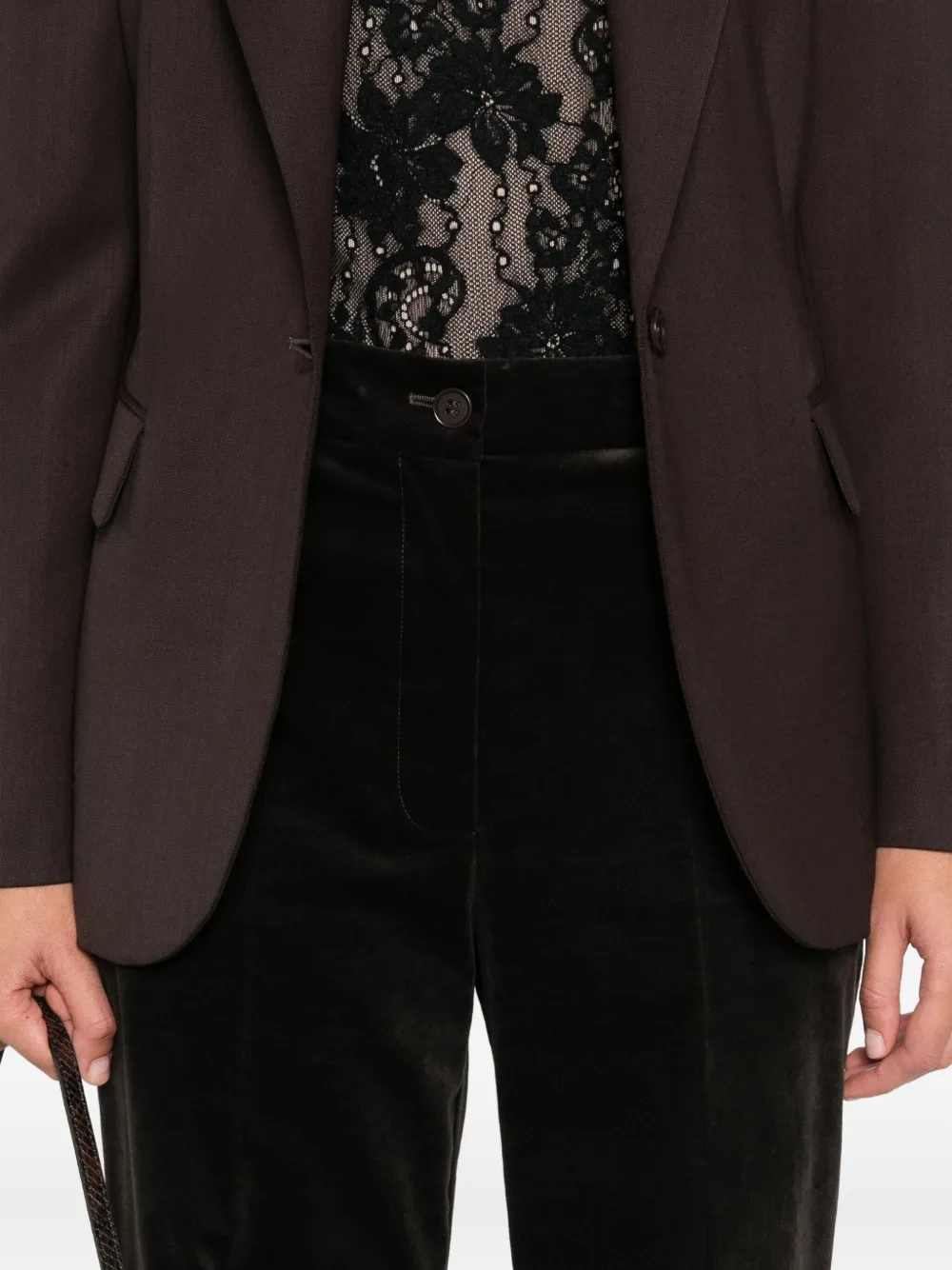 P.A.R.O.S.H. Fluwelen flared broek Bruin