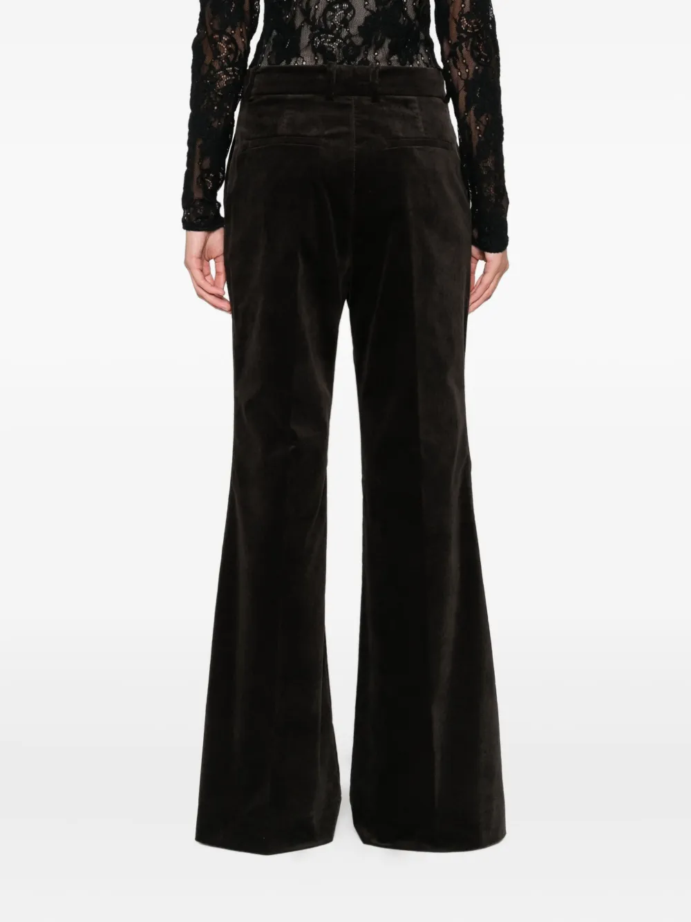 P.A.R.O.S.H. Fluwelen flared broek Bruin