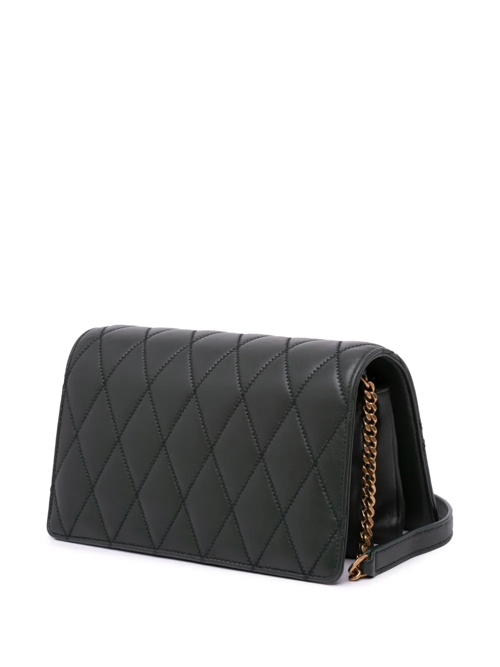 Pre-owned Saint Laurent 2019 Diamond Quilted Lambskin Angie Chain Bag Crossbody Bag In Green