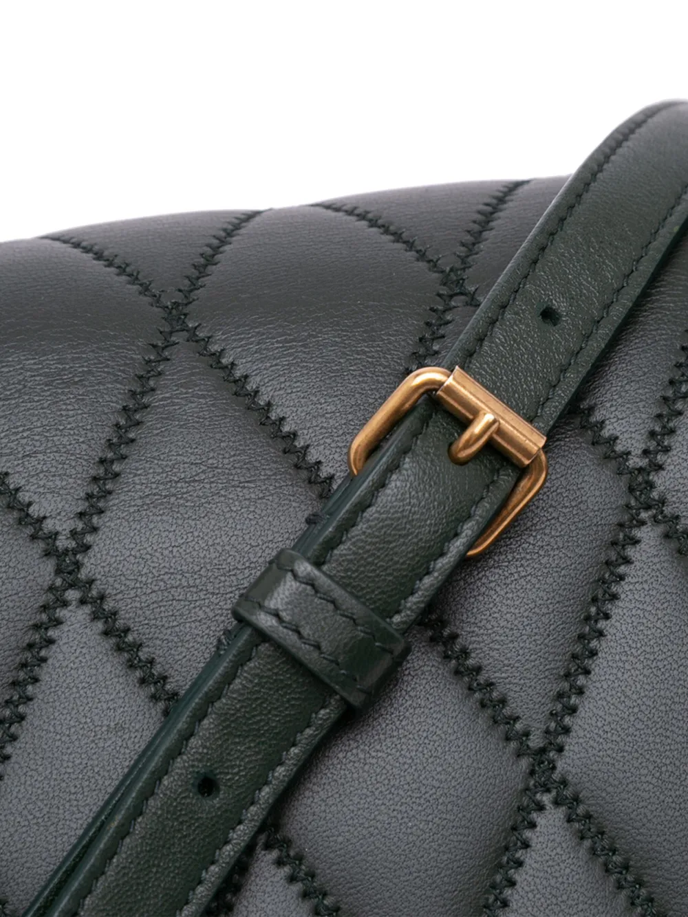 Pre-owned Saint Laurent 2019 Diamond Quilted Lambskin Angie Chain Bag Crossbody Bag In Green