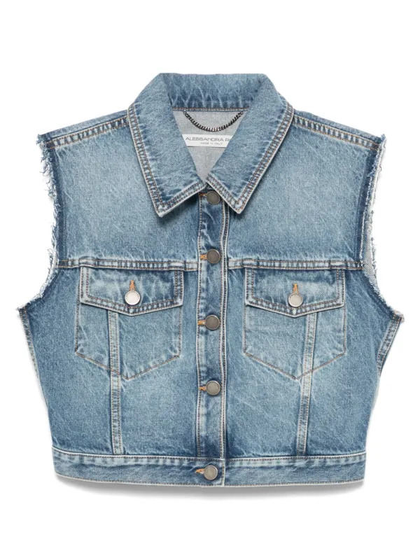 Alessandra Rich Cropped Waistcoat in Blue