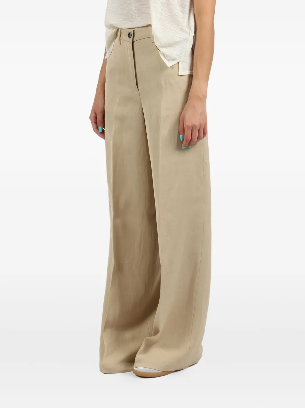 Shop Nine In The Morning Pressed-crease Trousers