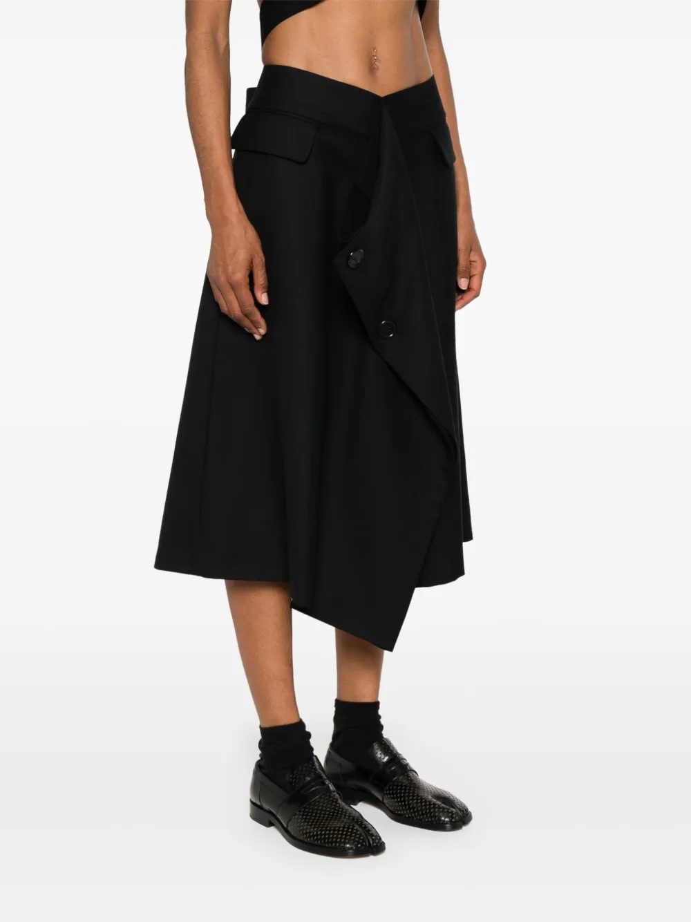 Noir Kei Ninomiya Wollen midi-rok Zwart