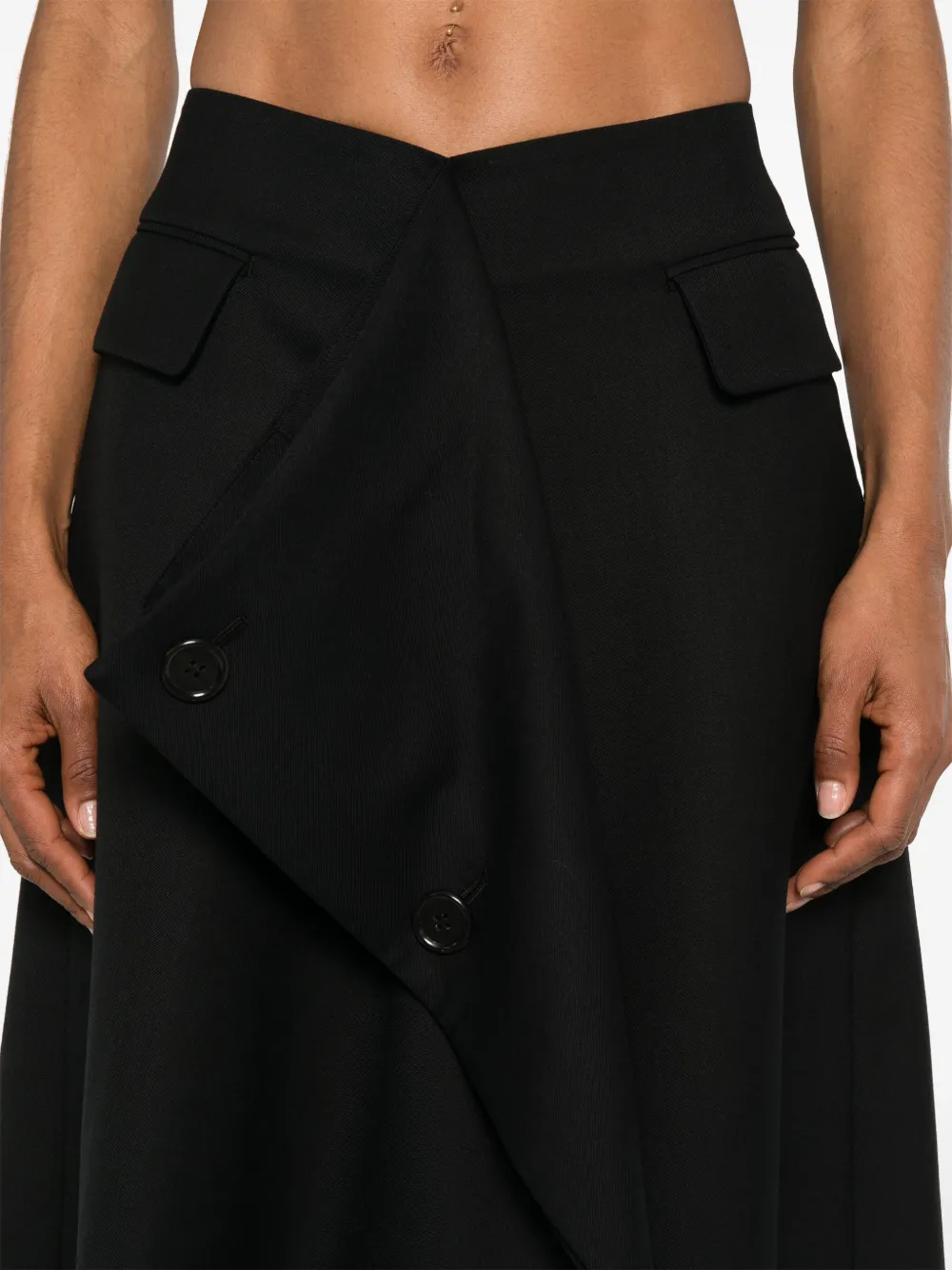 Noir Kei Ninomiya Wollen midi-rok Zwart