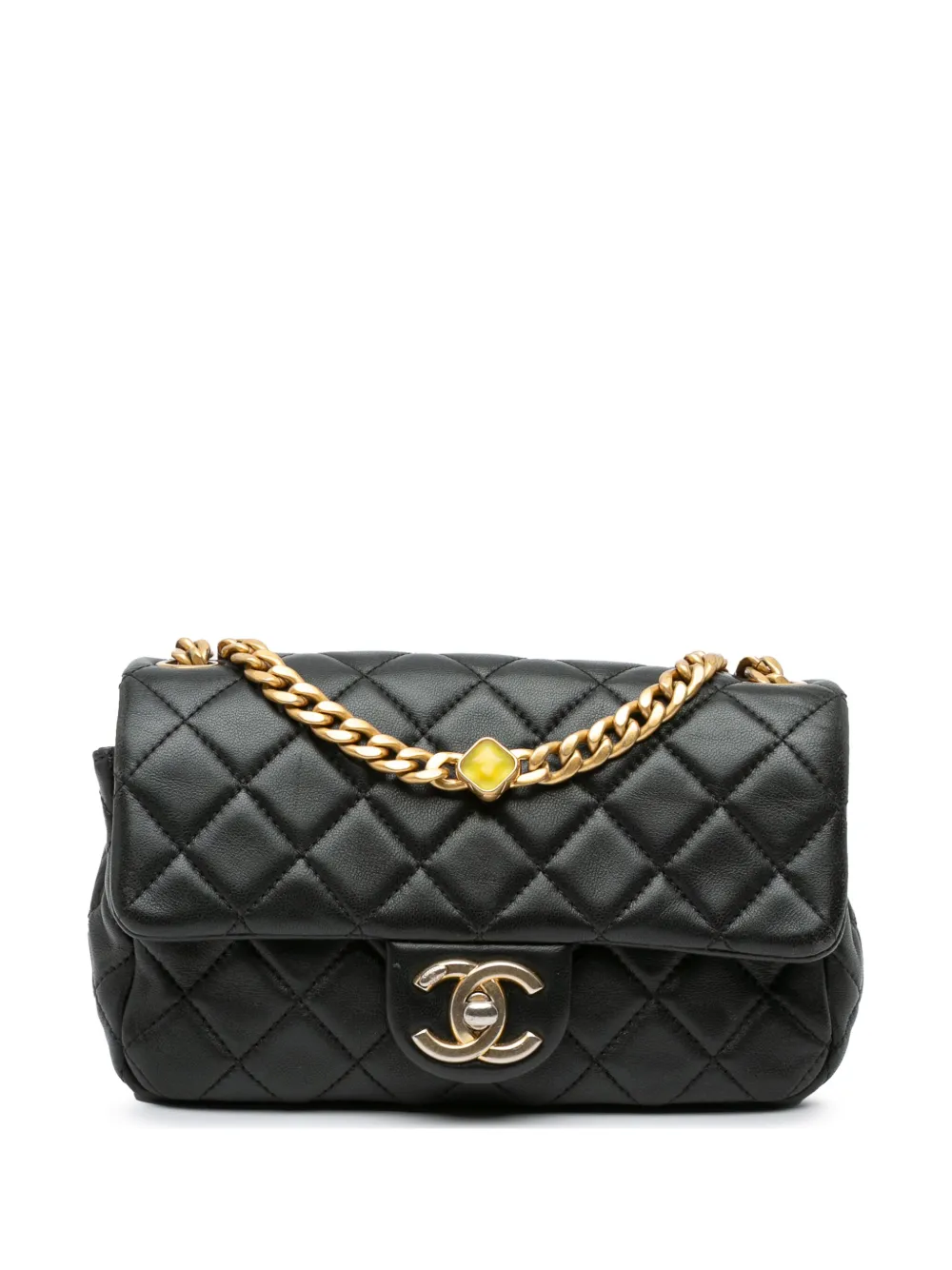 CHANEL Pre-Owned 2021 ミニ レクタンギュラー ラムスキン パール サンバ シングルフラップ ショルダーバッグ - CHANEL Pre-Owned 2021 ミニ レクタンギュラー ラムスキン パール サンバ シングルフラップ ショルダーバッグ -