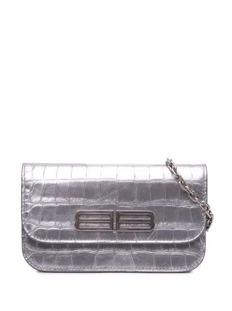 Balenciaga Pre-Owned 2009 Croc Embossed Lambskin Gossip Wallet on Chain crossbody bag