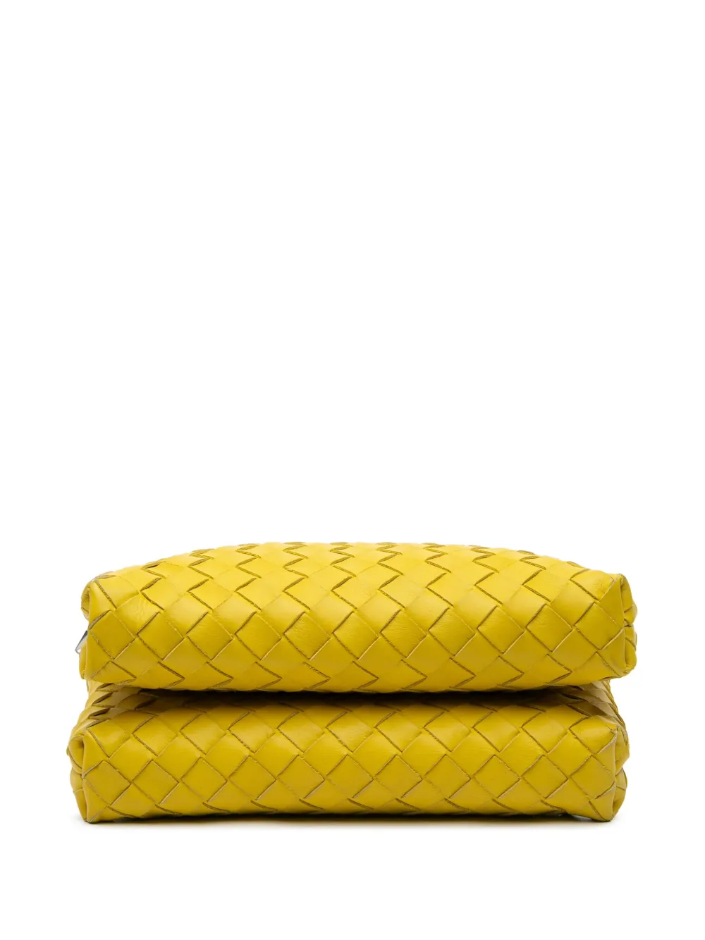 Pre-owned Bottega Veneta 2012-2024 Nappa Intrecciato Duo Crossbody Bag In Yellow