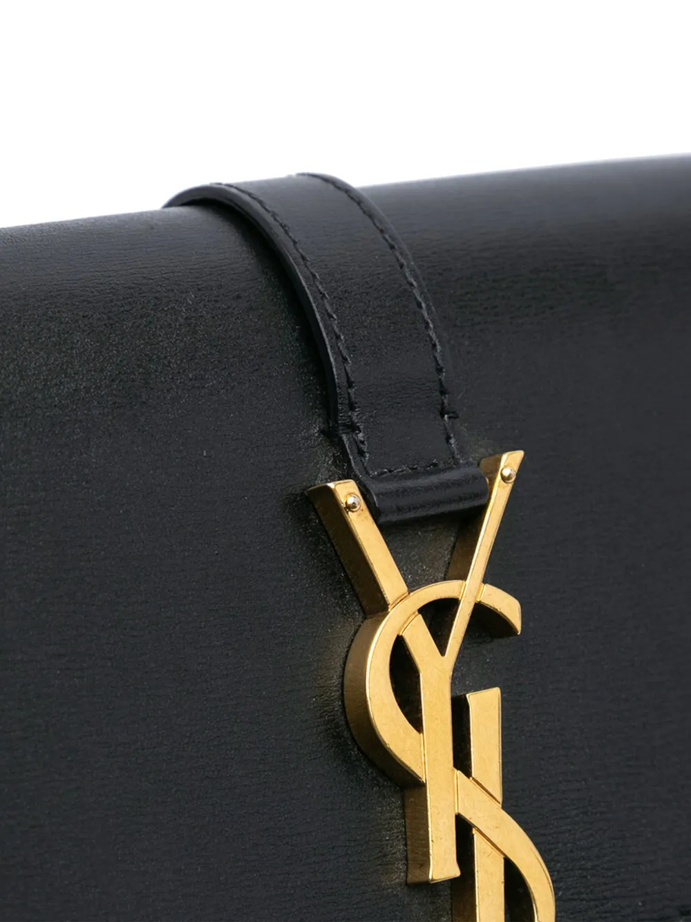 Pre-owned Saint Laurent 2019 Leather Monogram Sulpice Wallet On Chain Crossbody Bag In Black