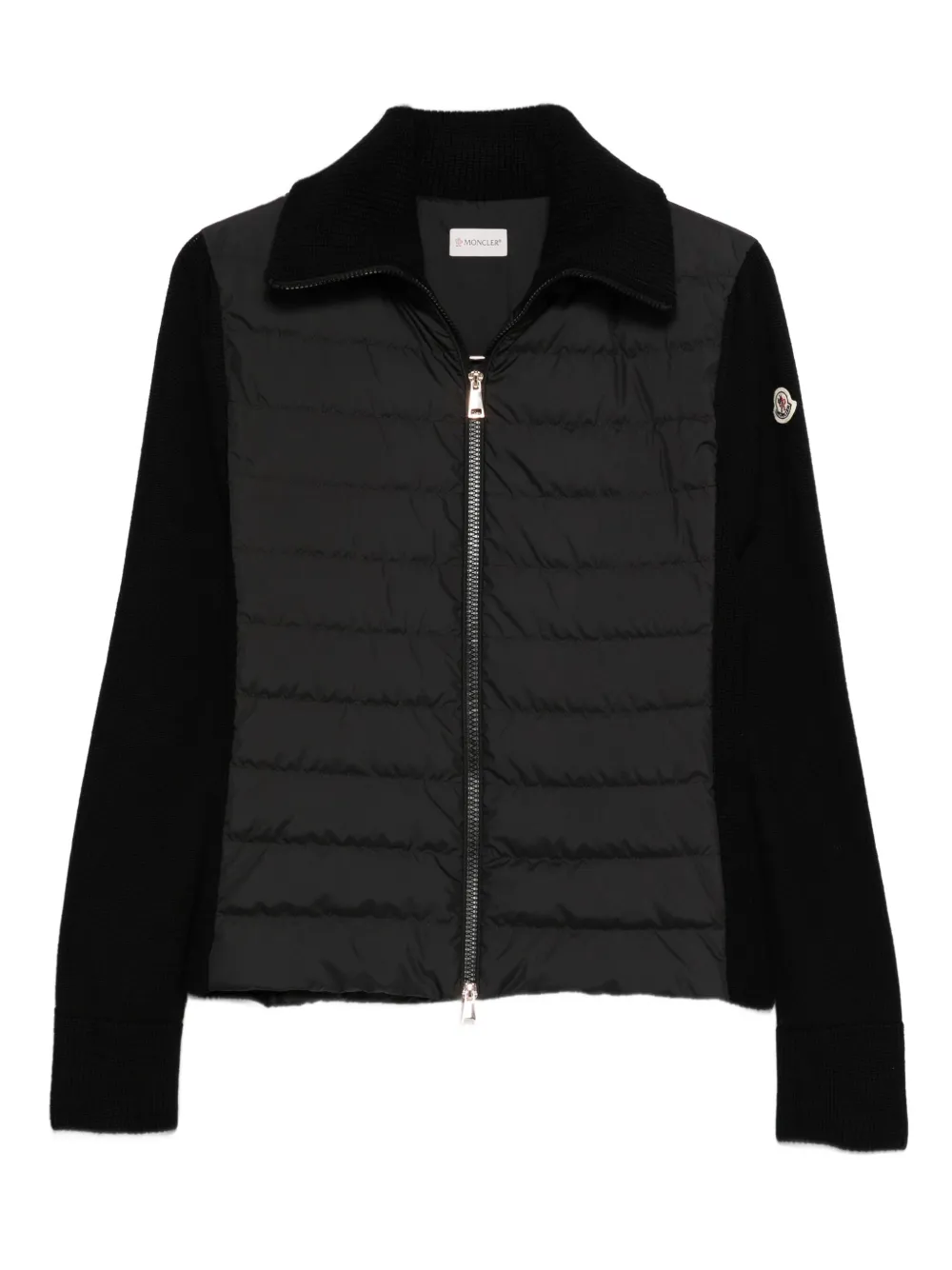 Moncler Gebreid donsjack met gewatteerd vlak Zwart