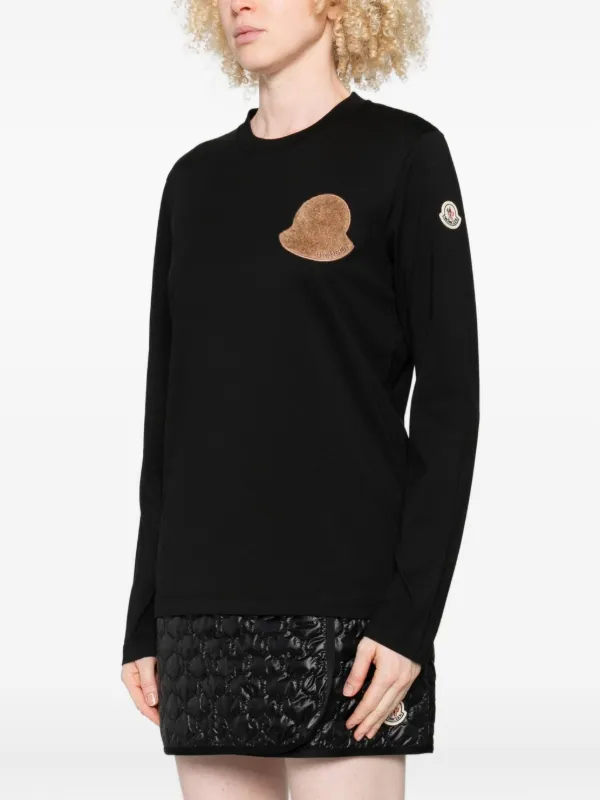 Moncler logo-patch long-sleeve Top | Black | FARFETCH