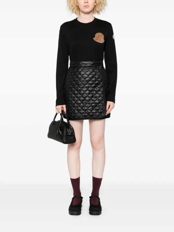 Moncler logo-patch long-sleeve Top | Black | FARFETCH