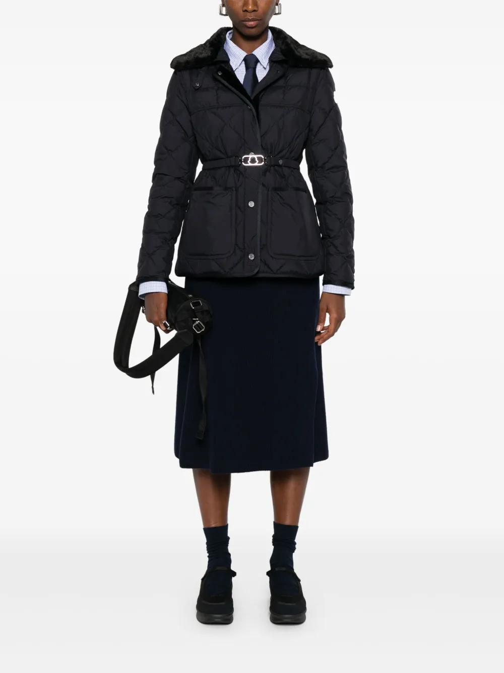 Moncler ribbed-knit midi skirt Blauw