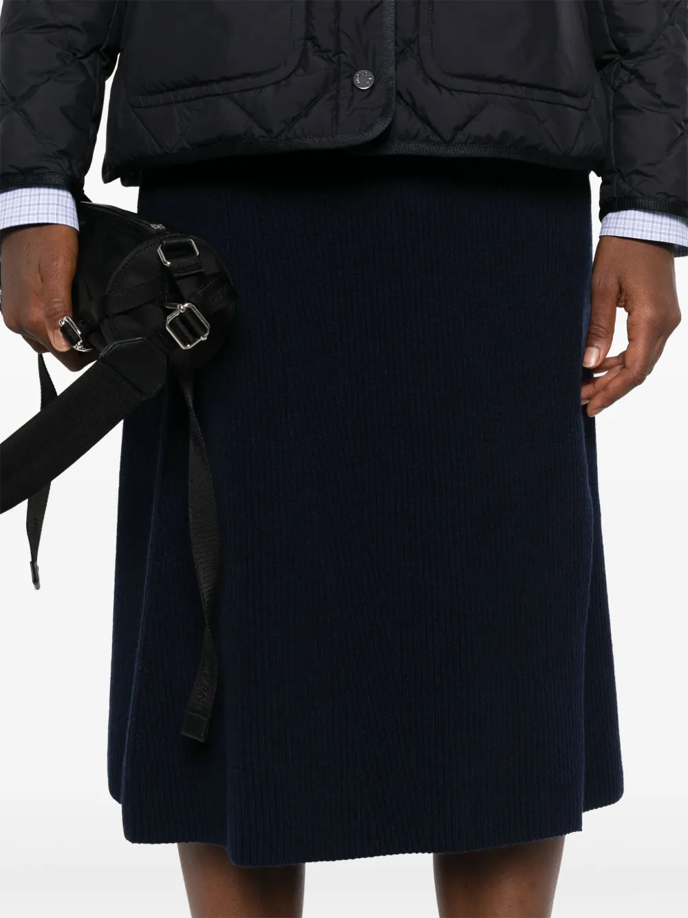 Moncler ribbed-knit midi skirt Blauw