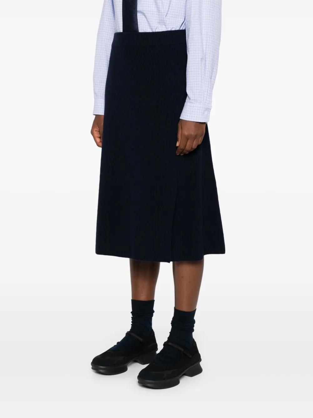 Moncler ribbed-knit midi skirt Blauw