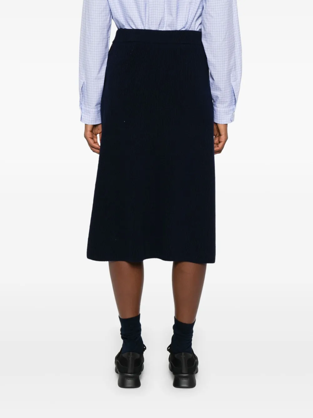 Moncler ribbed-knit midi skirt Blauw