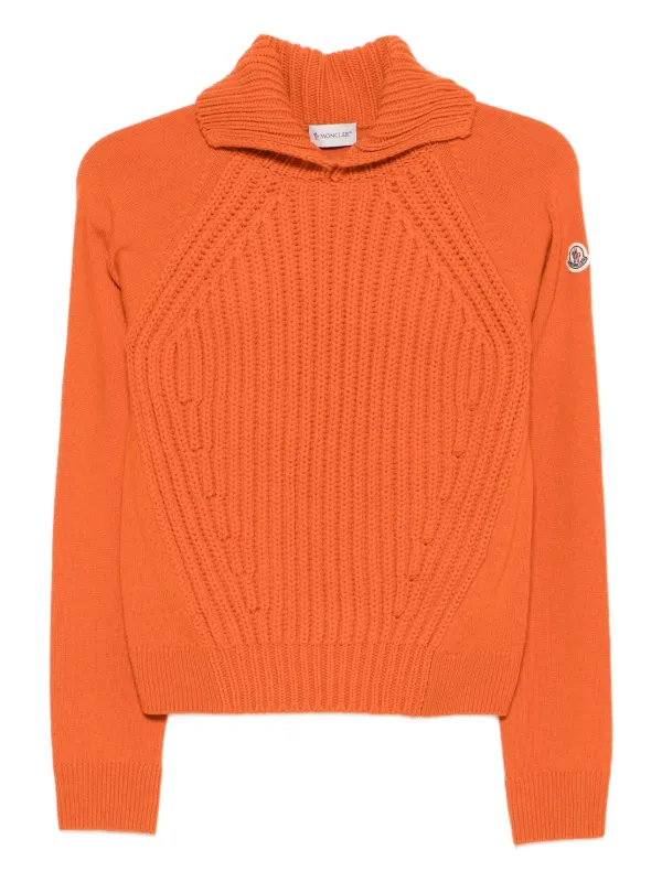 Moncler cable-knit Turtleneck Sweater Orange FARFETCH ID