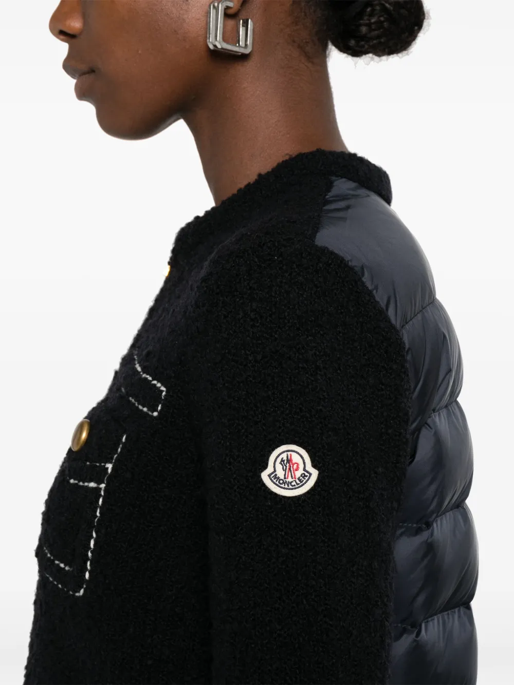 Moncler panelled quilted cardigan Blauw