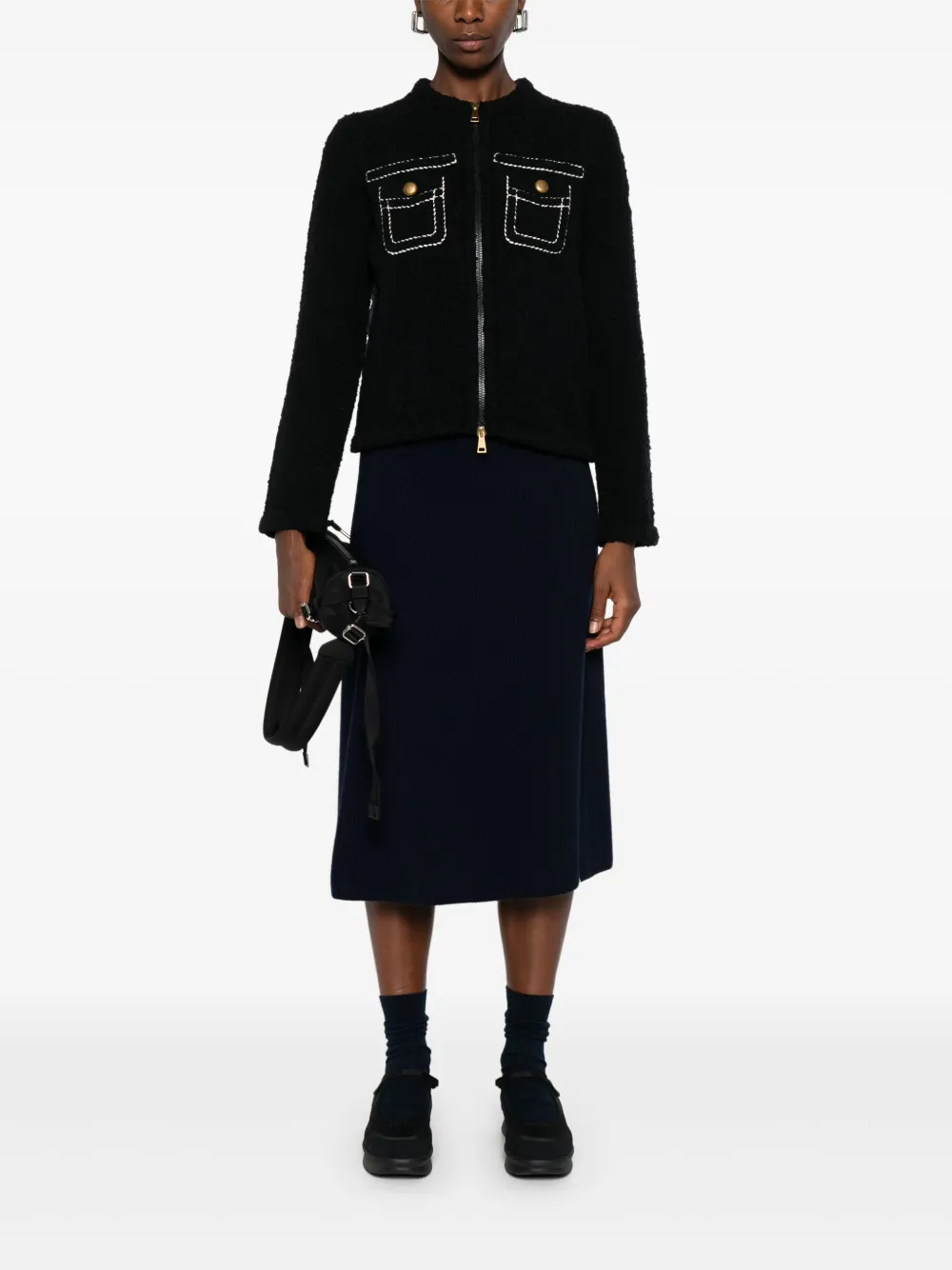 Moncler panelled quilted cardigan Blauw