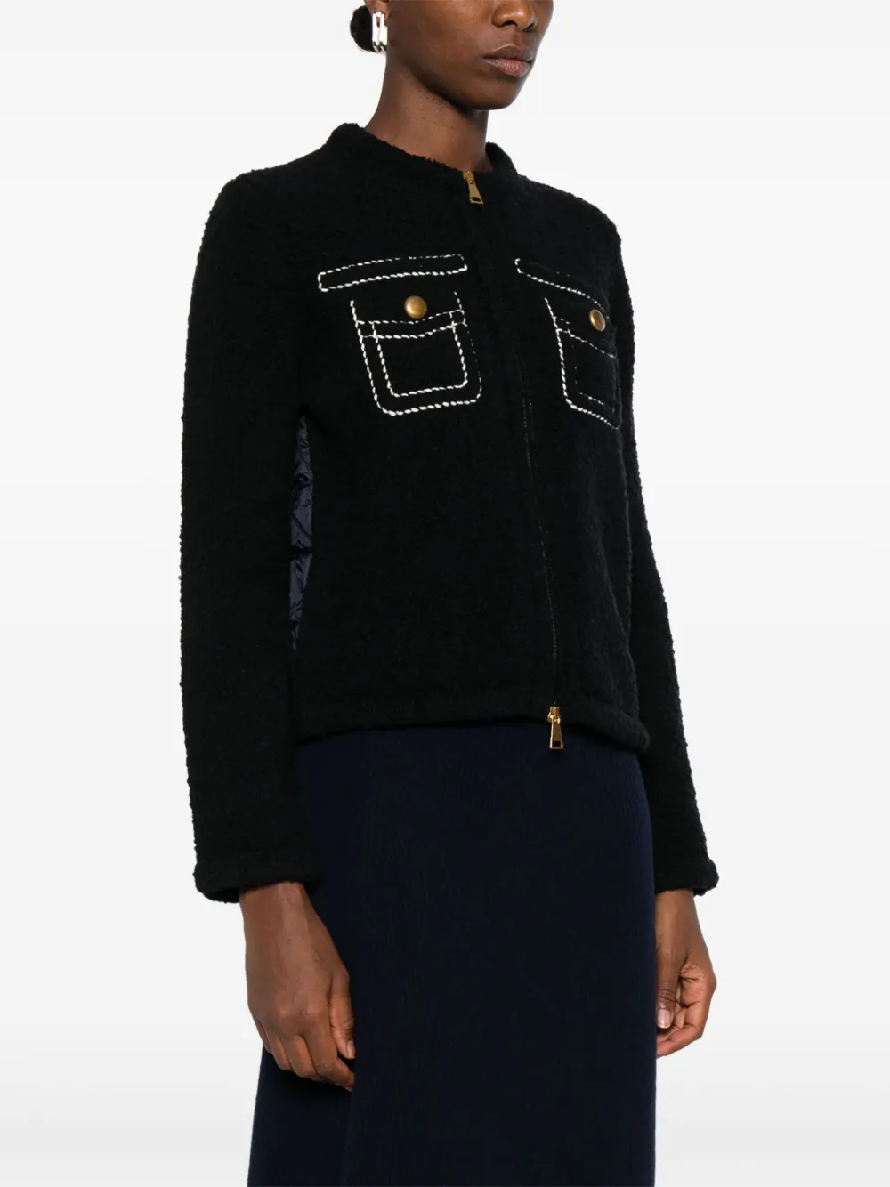 Moncler panelled quilted cardigan Blauw
