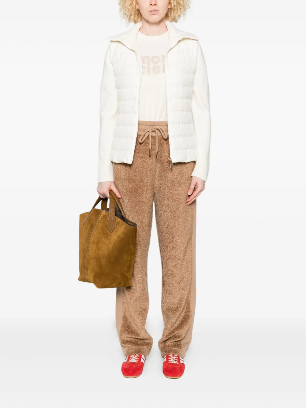 Moncler Gewatteerd gebreid jack Beige