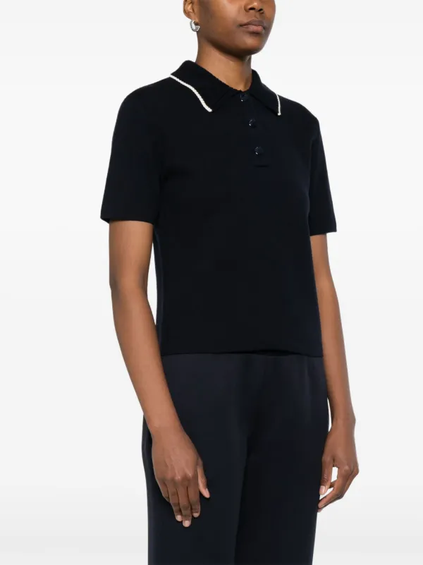Moncler Knitted Polo Shirt | Blue | FARFETCH RO