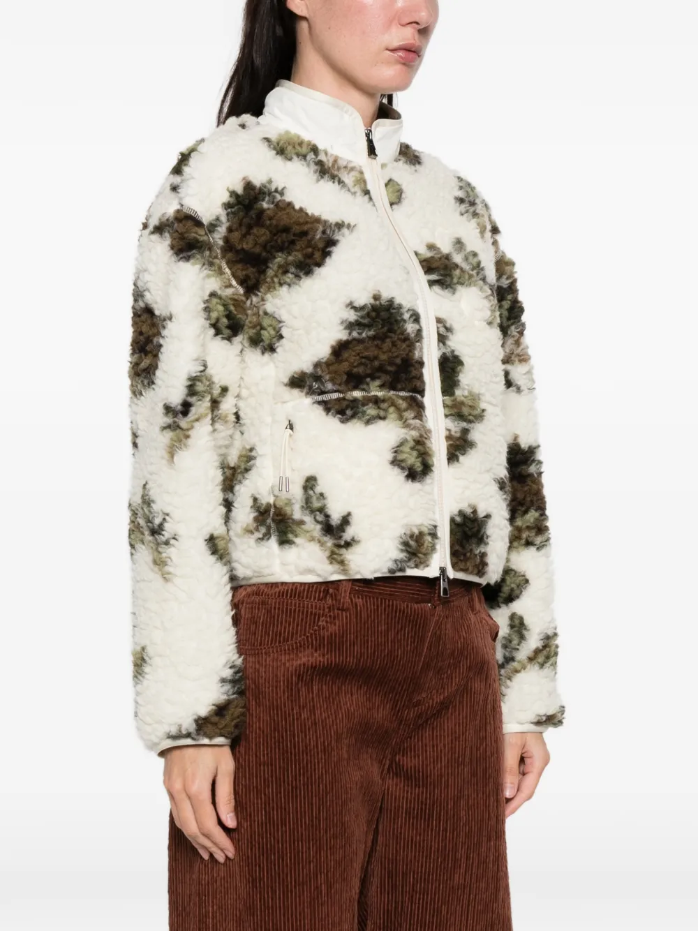  Moncler Zip-up Shearling-effect Jacket - Neutrals 
