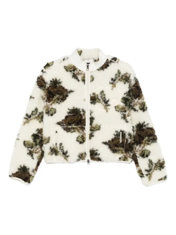 Moncler Zip-up Shearling-effect Jacket in Neutrals