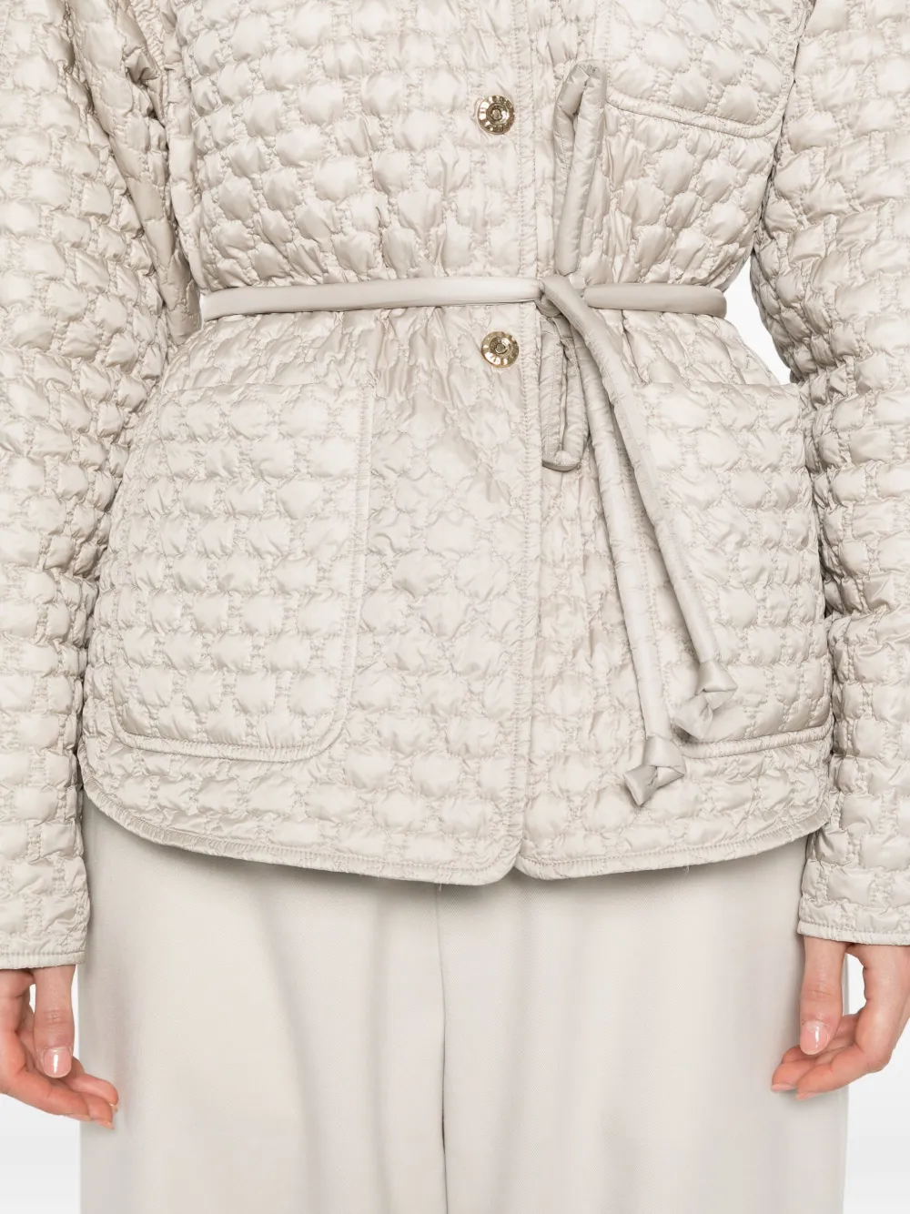 Moncler quilted knit-collar jacket Grijs