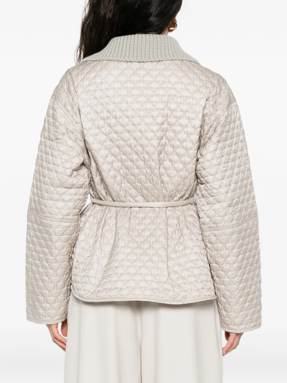 Moncler quilted knit-collar jacket Grijs