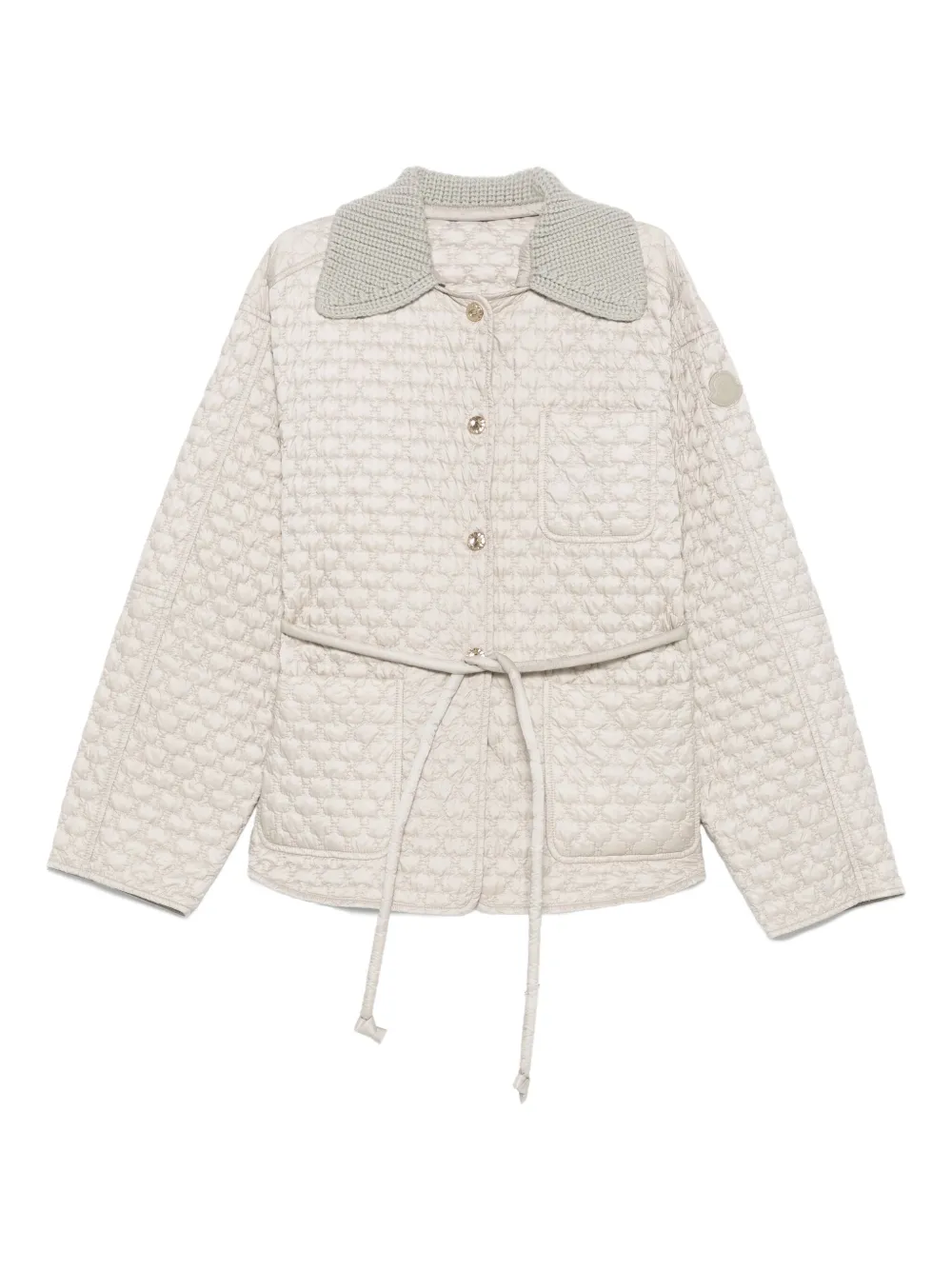 Moncler quilted knit-collar jacket Grijs