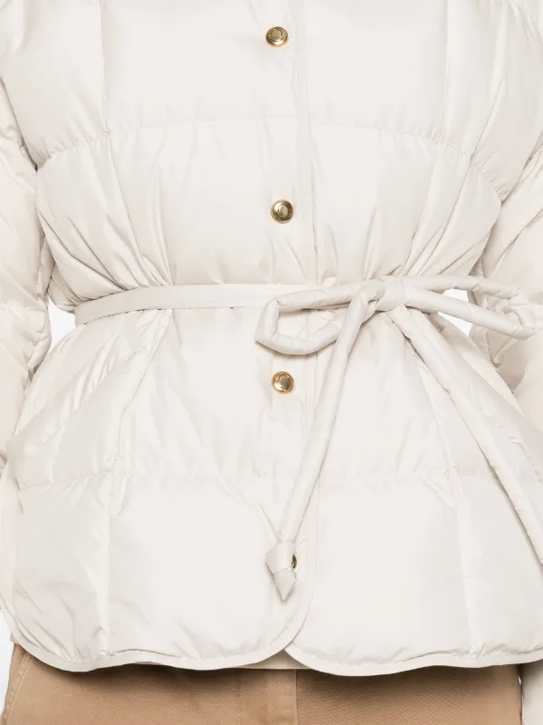 Moncler Belted Quilted Jacket | Neutrals | FARFETCH