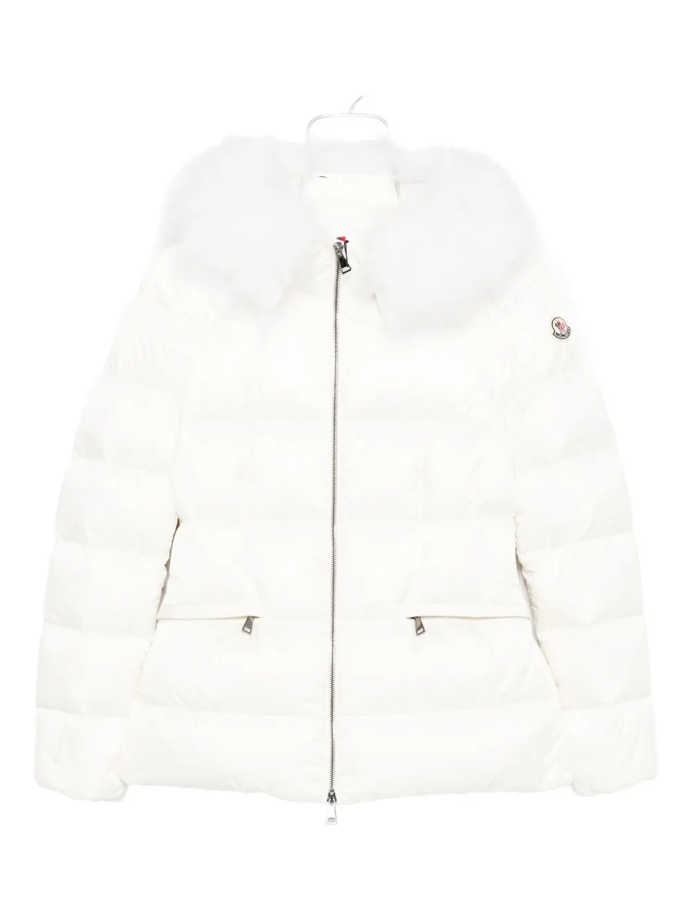 Moncler fur-trimmed hooded jacket Wit