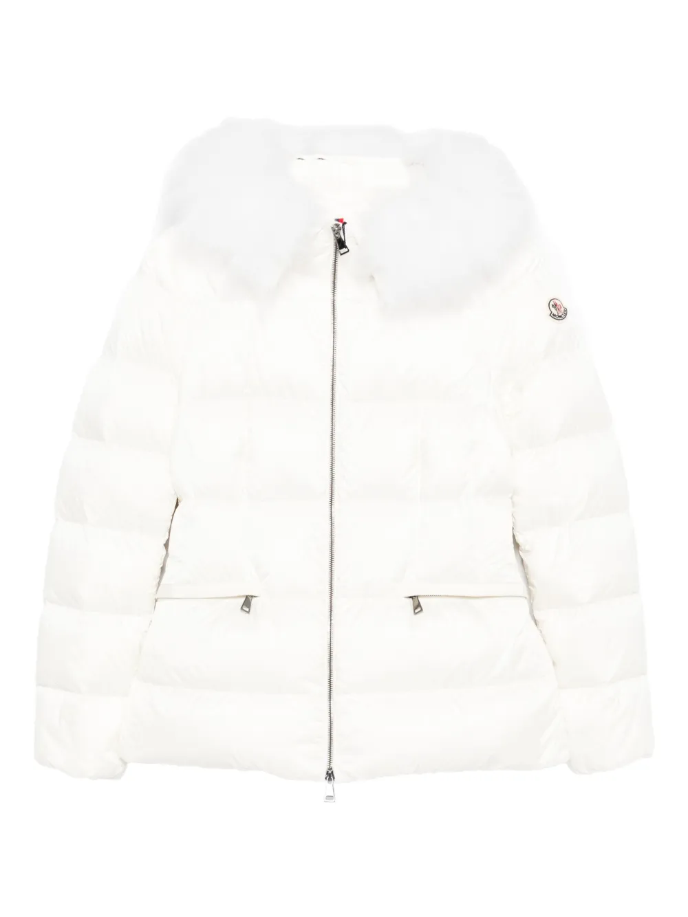 Moncler Jack met afwerking van imitatiebont en capuchon Wit