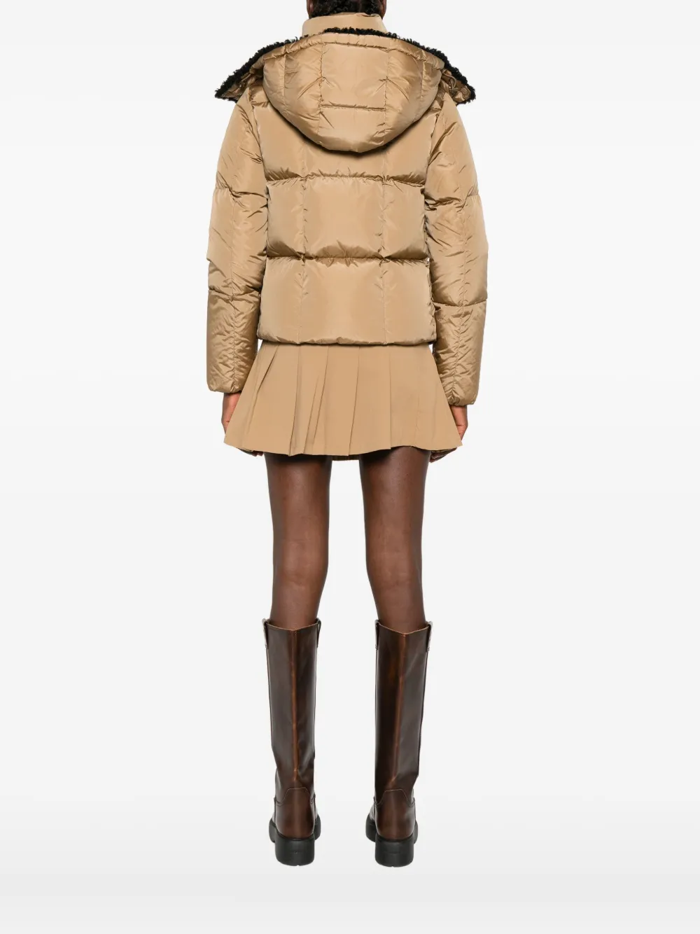 Moncler Castelnou Square-quilted Hooded Short Down Jacket Clothing In Neutral