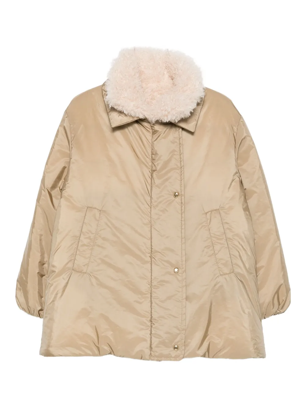 Moncler Voue sherpa-collar quilted jacket - Toni neutri