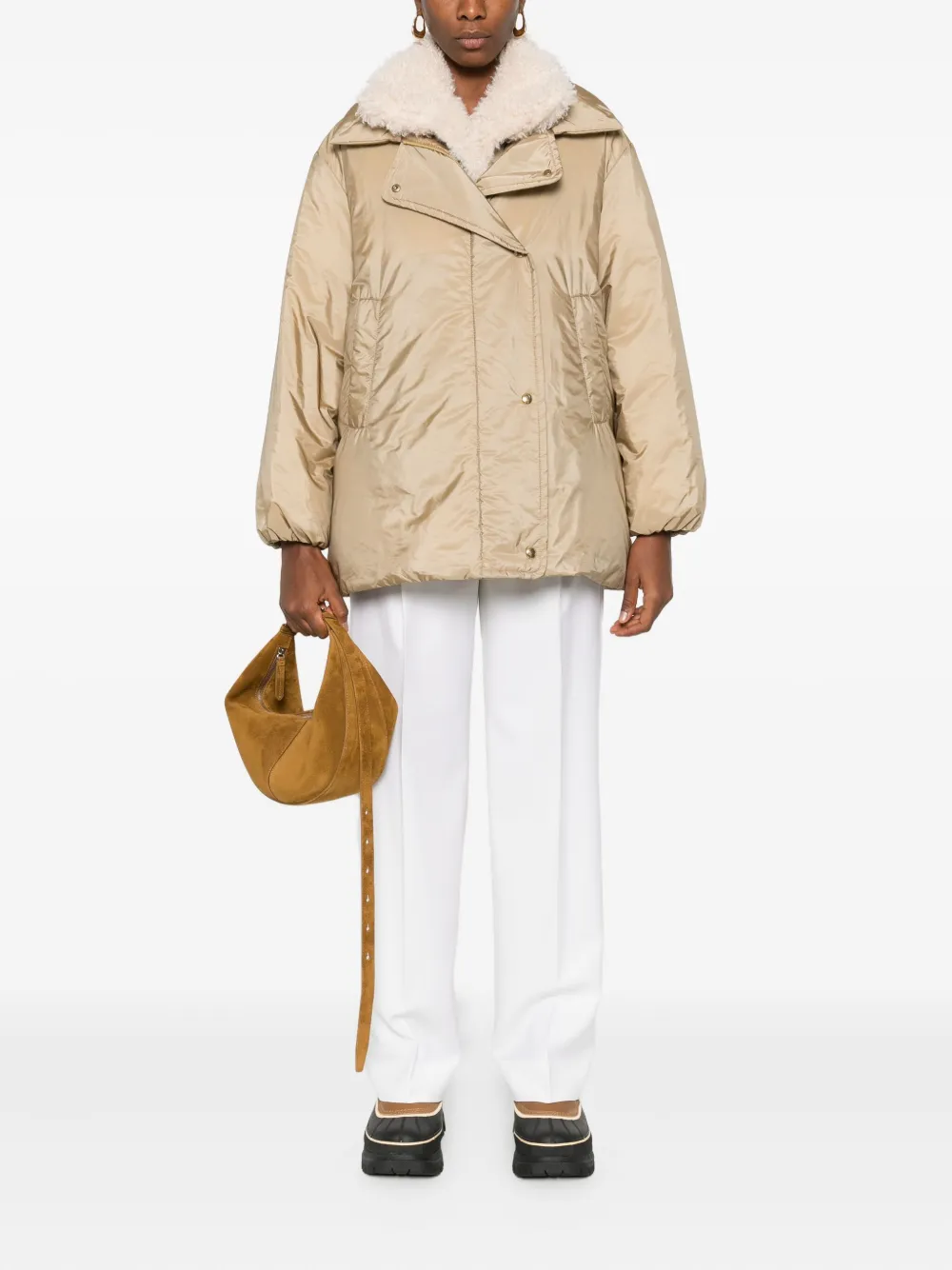 Moncler Voue sherpa-collar quilted jacket | Faux Fur & Shearling Jackets | Image 2