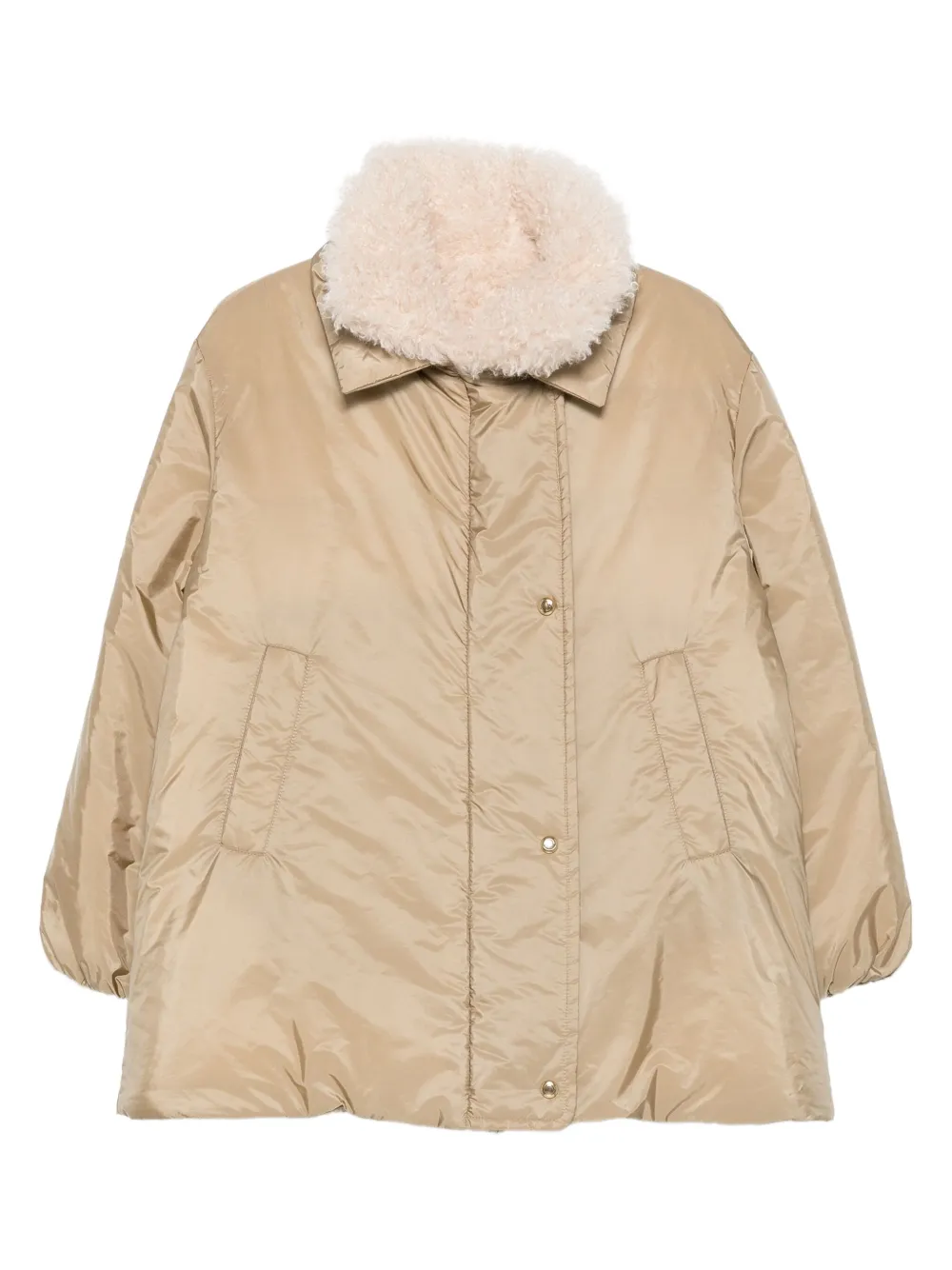 Moncler Voue sherpa-collar quilted jacket | Neutrals | Image 1