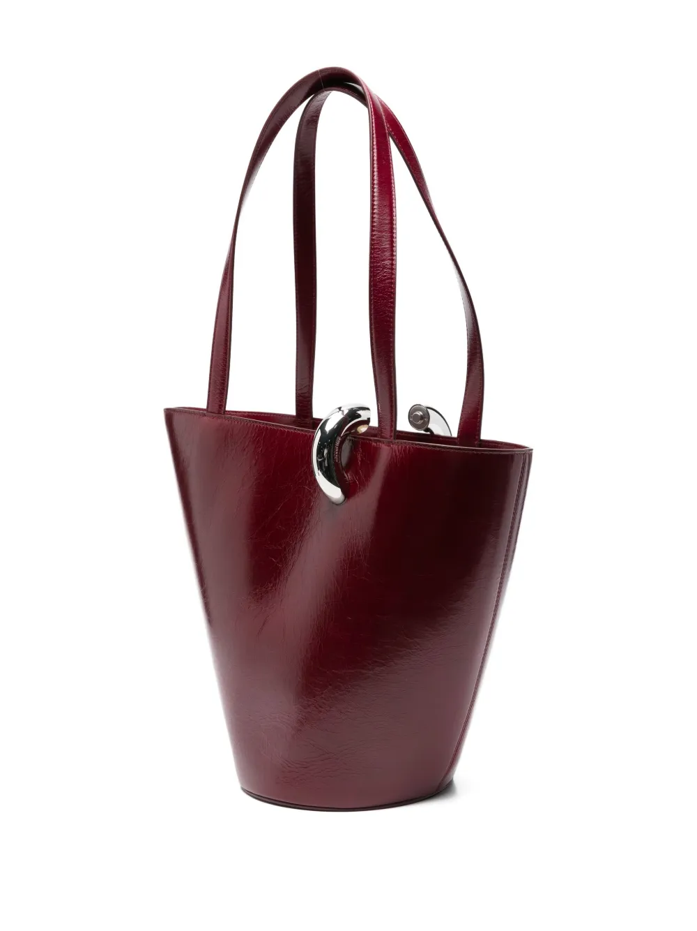 Jacquemus Le Bambola Moyen Embellished Crinkled-leather Bag In Red