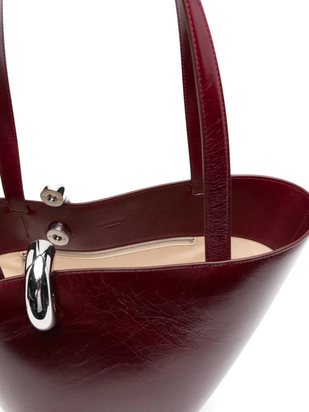 Jacquemus Le Bambola Moyen Embellished Crinkled-leather Bag In Red