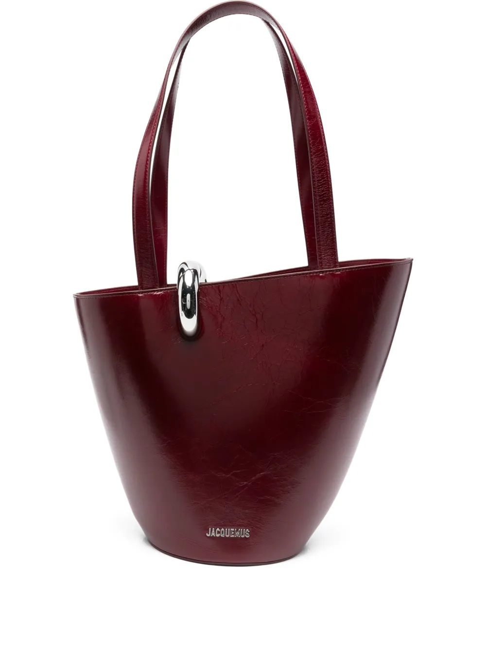 Jacquemus Le Bambola Moyen Embellished Crinkled-leather Bag In Red