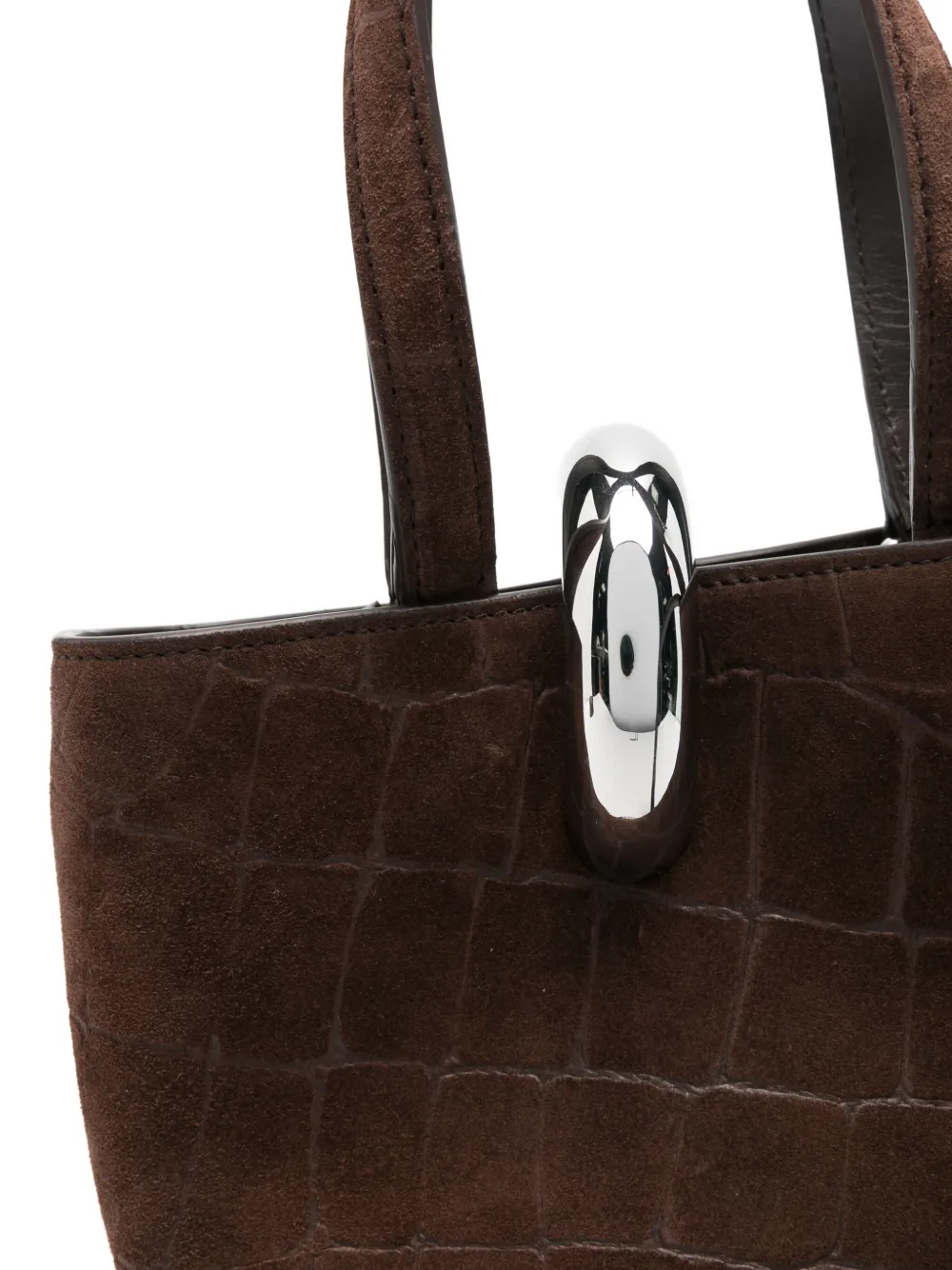 Jacquemus Crocodile-effect Ring-detail Tote Bag In Brown