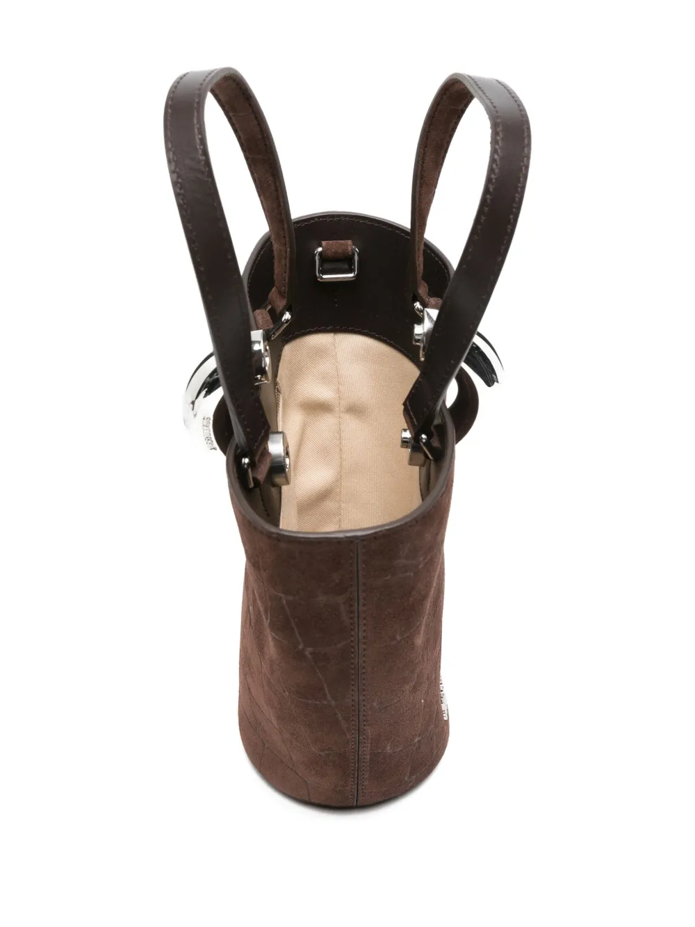 Jacquemus Crocodile-effect Ring-detail Tote Bag In Brown