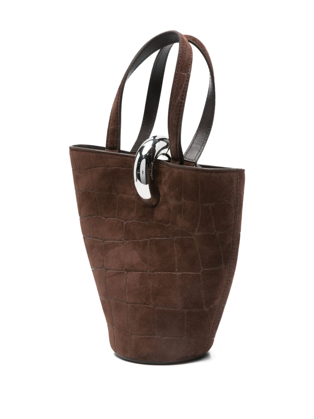 Jacquemus Crocodile-effect Ring-detail Tote Bag In Brown